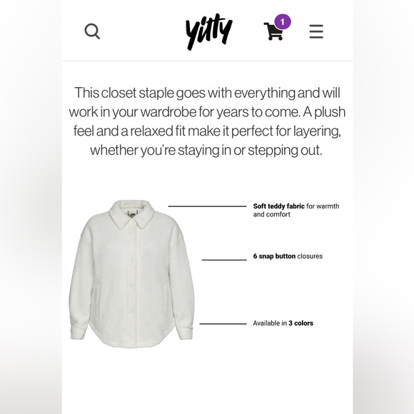 Fabletics Yitty Teddy Shacket sz 1X oversized - Picture 5 of 17